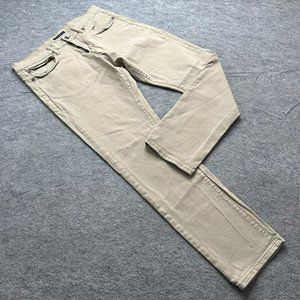 Lucky Brand 110 Slim Tapered 5-Pocket Pants Men 32 x 30 Beige Tan Stretch